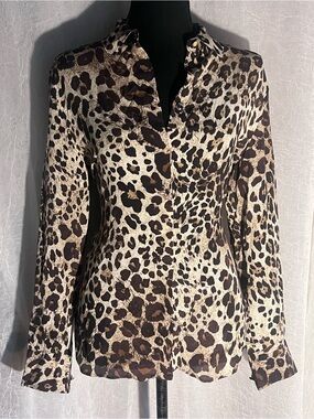 Zara Leopard-Print Button Shirt - Brown & Cream